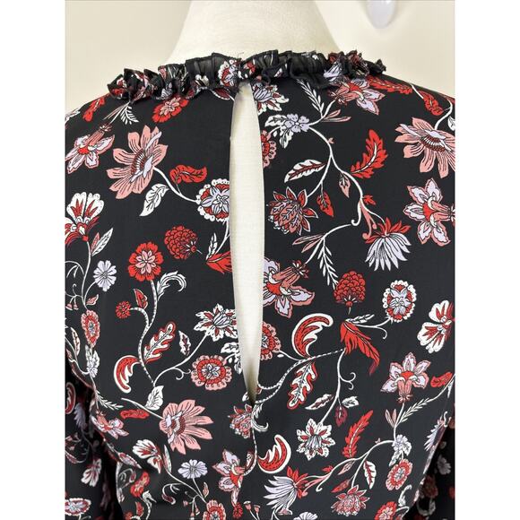Banana Republic Botanic Floral Ruffle Neck Romanticore Keyhole Back Feminine 8 - Picture 6 of 15